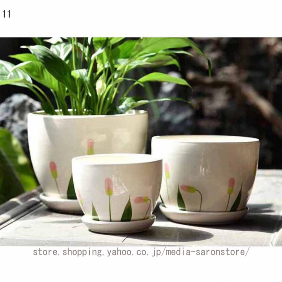 植木鉢 おしゃれ 陶器 陶器鉢 プレンター 3個セット(鉢 4号 5号