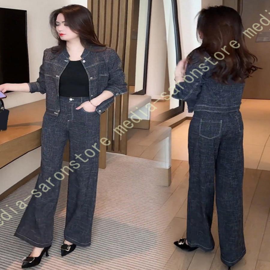 セットアップ デニム レディース パンツセット上下セット 春秋 長袖 