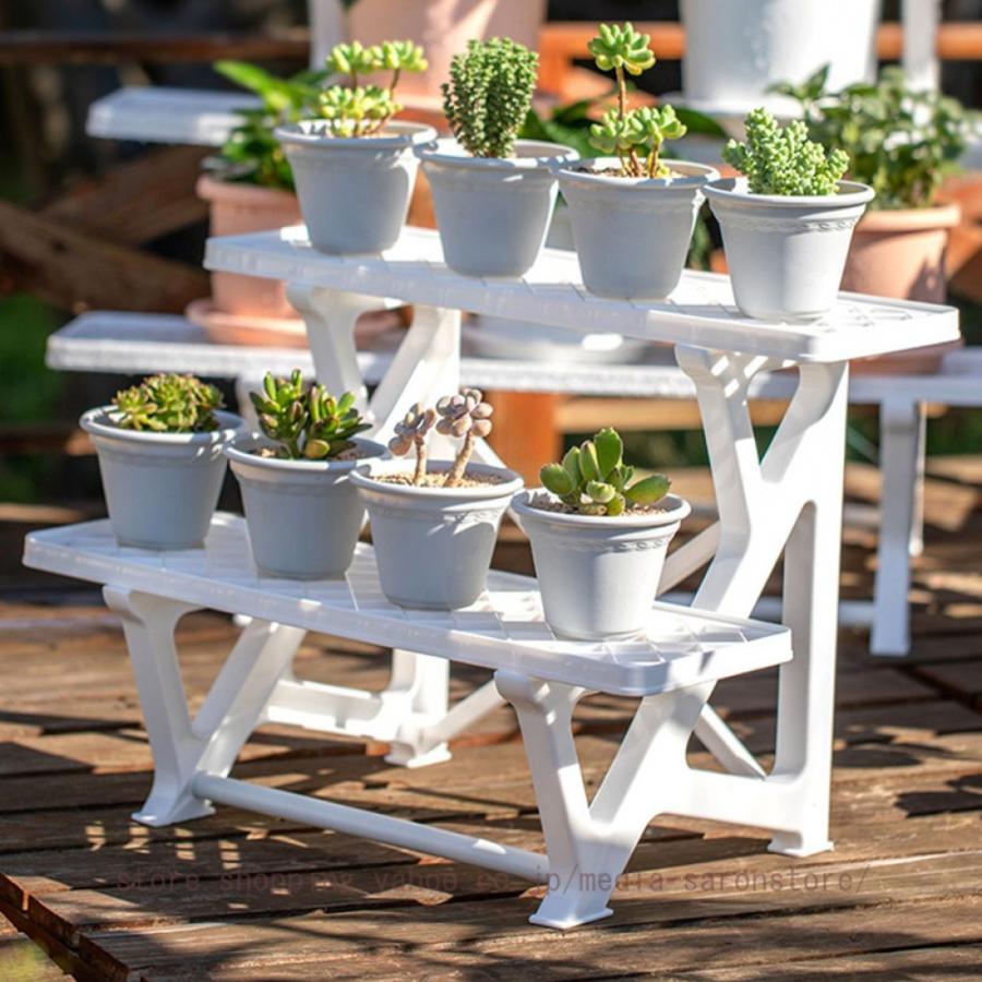プランタースタンド 屋外 2段 フラワースタンド 錆びない プラスチック ガーデニング 棚 鉢台 おしゃれ 花台 室内 多肉植物 園芸ラック ガーデン 鉢植え_6