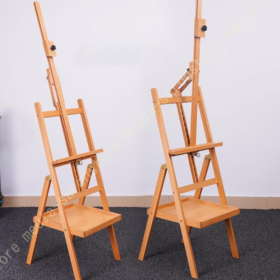 イーゼル 木製 大型イーゼル 150-190cm 物置トレイ付き 垂直収納可能 