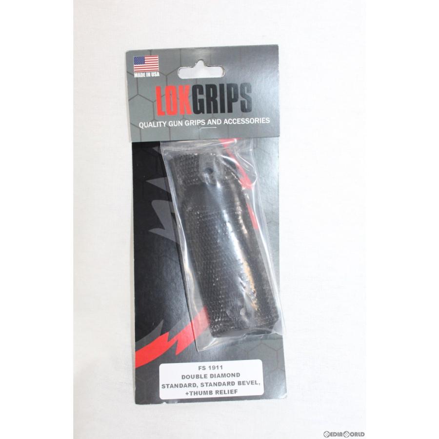 『新品即納』{MIL} LOKGRIPS(鍵を掛ける手持ち部分) 1911 フルサイズ用・ダブルダイアモンド 手持ち部分 チェッカー・ソリッドブラック(20220628) ゲーム、おもちゃ-ミリタリー模型-模型、プラモデル