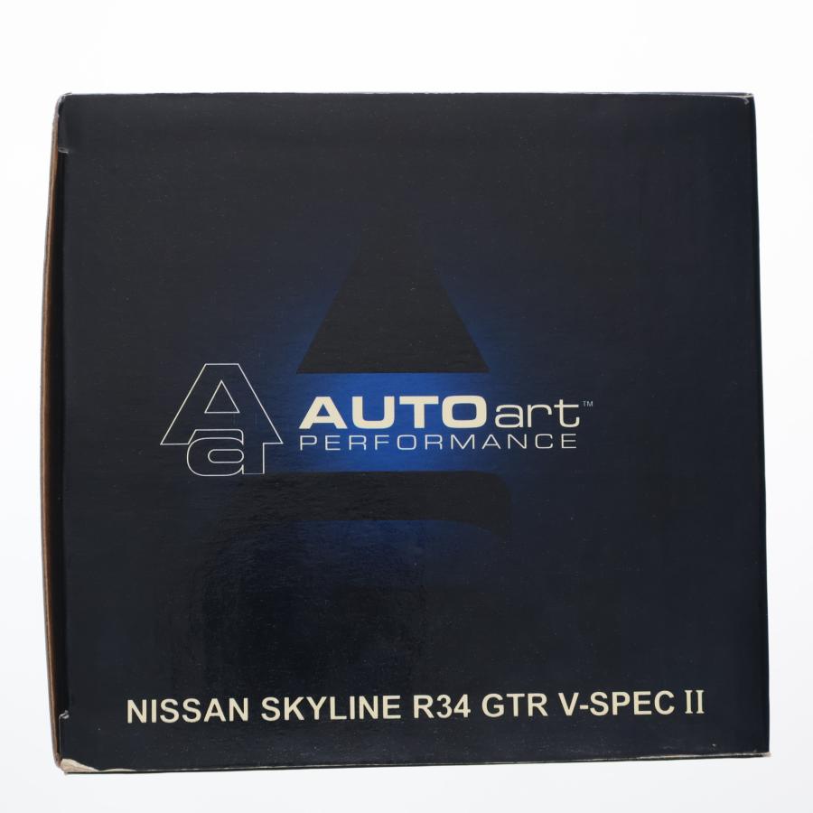 『中古即納』{MDL} 1/18 NISSAN SKYLINE(スカイライン) R34 GT-R V-SPEC II Bayside Blue 完成品 ミニカー(77331) AUTOart(オートアート)(19991231)の画像