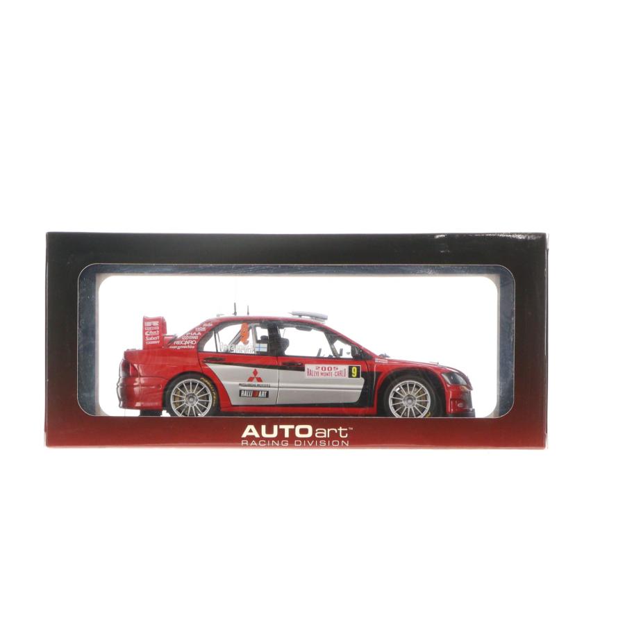 『中古即納』{MDL} RACING DIVISION 1/18 MITSUBISHI LANCER WRC05 RALLY OF MONTE CARLO NGK #9(レッド×シルバー) 完成品 ミニカー AutoArt(20071110)の画像