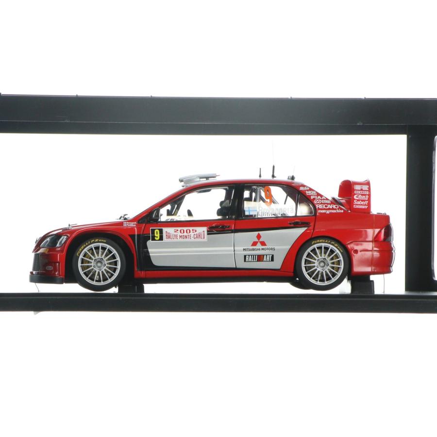 『中古即納』{MDL} RACING DIVISION 1/18 MITSUBISHI LANCER WRC05 RALLY OF MONTE CARLO NGK #9(レッド×シルバー) 完成品 ミニカー AutoArt(20071110)の画像
