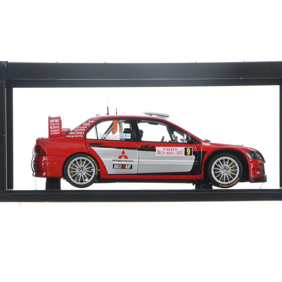 『中古即納』{MDL} RACING DIVISION 1/18 MITSUBISHI LANCER WRC05 RALLY OF MONTE CARLO NGK #9(レッド×シルバー) 完成品 ミニカー AutoArt(20071110)の画像
