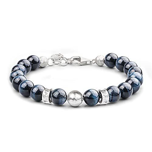 メンズアクセサリー 再追加販売 Awnl ブレスレット メンズ スウェーデン隕石 高級天然石 パワーストーン 金運 仕事運 癒し シルバー 8mmビーズ ロジウム ブルータイガーアイ Xwgi6awpzx Www Boulevardrestaurants Com