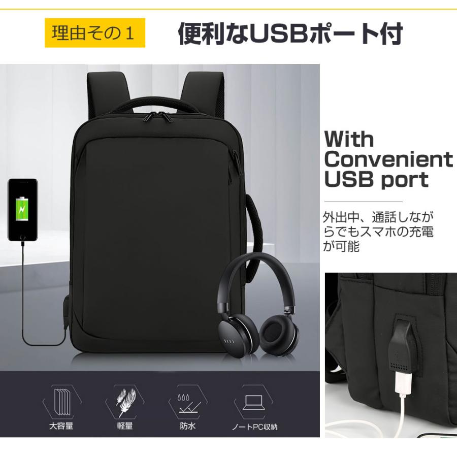 FFF SMART LIFE CONNECTED IRIEVISION 14.1インチ ビジネスリュック パソコンバッグ フィルム セット 通勤 通学 USB 充電 リュックサック PC バッグ｜mediacover｜05