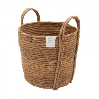 ティーライフ モネ フェイクPE バスケット ラウンド M ブラウン 74509