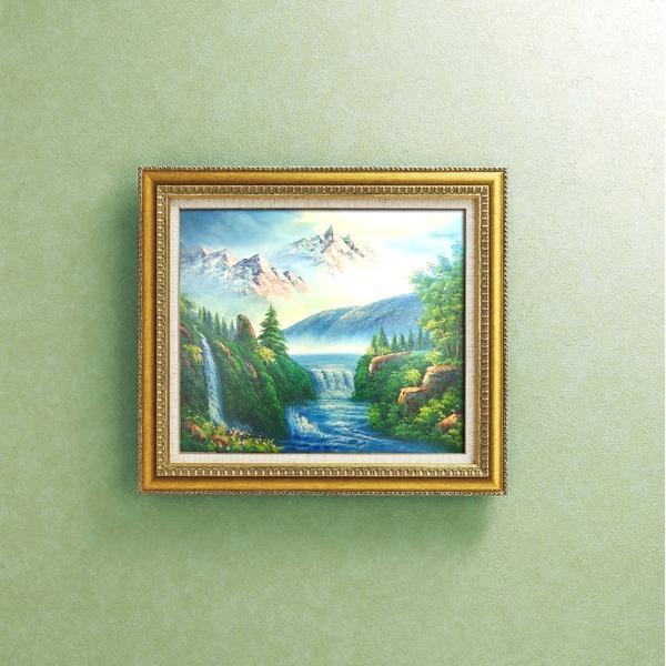 迫力ある大きい油絵 〕 油絵額 F10号サイズ グリーン 「大自然の恵」 豪華