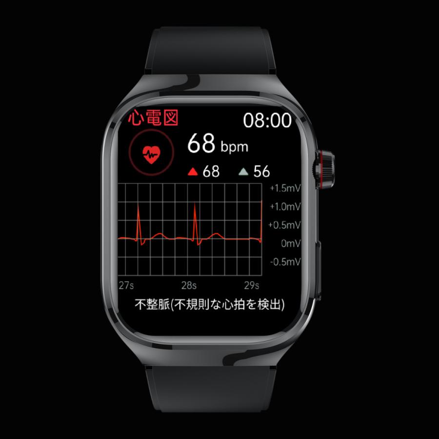 MedicTec AI Watch 2Pro 高精度 脈波測定 不整脈の検出 家族見守り機能  心臓の健康を監視 SpO2 運動自動識別機能 通話機能 転倒検知 IP67  iPhone Android対応の画像
