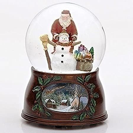 【5％OFF】 Roman スノーグローブ L Merry a Yourself 「Have グリッタードーム 音楽とともにサンタクロースと雪だるまが回転 クリスマス オブジェ、置き物