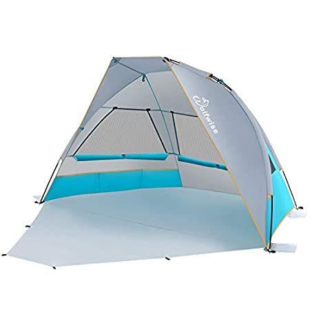 年末のプロモーション特価！ 50+ UPF Tent Beach Portable Person 2-3 WolfWise Sun w Umbrella Canopy Shade ドーム型テント