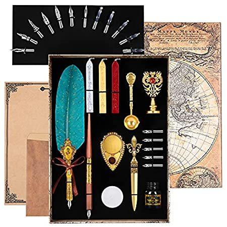 売れ筋特価 レトロ彫刻羽ペンセット アンティークディップフェザーペンセット 書道ペン 筆記用具 羽ペンセットギフト 英語書道ペン ノベルティスタンプホルダー ワックスキャン 万年筆 B07wyvy598 Meemee 文具 ステーショナリー Store 入荷量