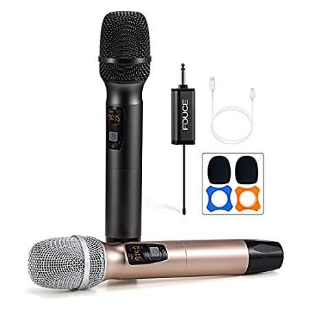超美品 FDUCE Mic, Karaoke Microphone, Wireless UHF wi System Dynamic Handheld Dual イヤホンマイク、ヘッドセット