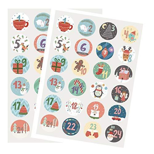 4年保証 Kesote 2シート クリスマスdiyラベルクラフト用 かわいいクリスマスカレンダーステッカー 1 24 アドベントカレンダー番号ステッカー カレンダー Binghamtonhots Com