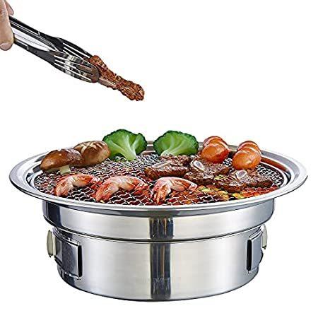 【GINGER掲載商品】 Byear Stainless Steel Portable Charcoal Grill, Korean BBQ Grill, Desktop Gr 鉄板、グリル