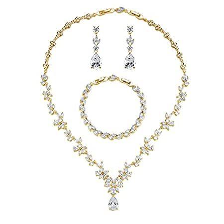 お気に入り 花嫁用ウェディングジュエリー シルバーブライダルネックレス ブライズメイドジュエリーセット クリアキュービックジルコニア イヤリング ブレスレットセット ネックレス ペンダント Iexen Com
