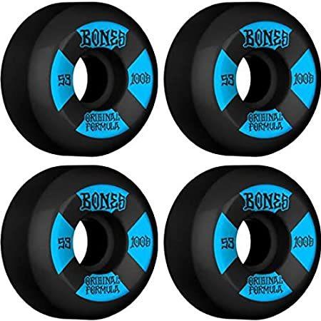 生まれのブランドで Bones ウィール 100's OG V5#4 Black/Blue スケートボード Skateboard ウィール - 53mm 100a (セット） デッキ、パーツ
