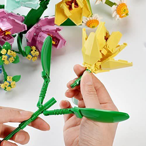 開店祝い フラワーブーケ レンガのおもちゃ 7ピース 21年 組み立てブロックギフト 子供と大人セット 建物 Nongdan Pro