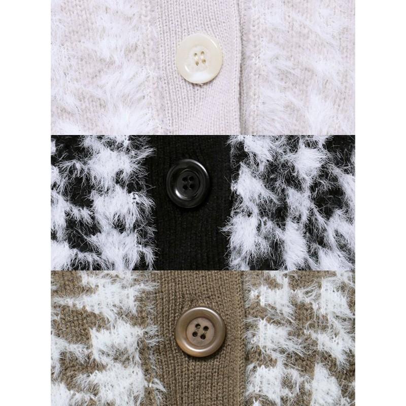 【SALE】シャギーCHECK PATTERN MIXニットトップス GYDA ジェイダ 072462642001 gyda レディース プルオーバー セーター フリーサイズ  ショート丈 カーディガン | GYDA | 14