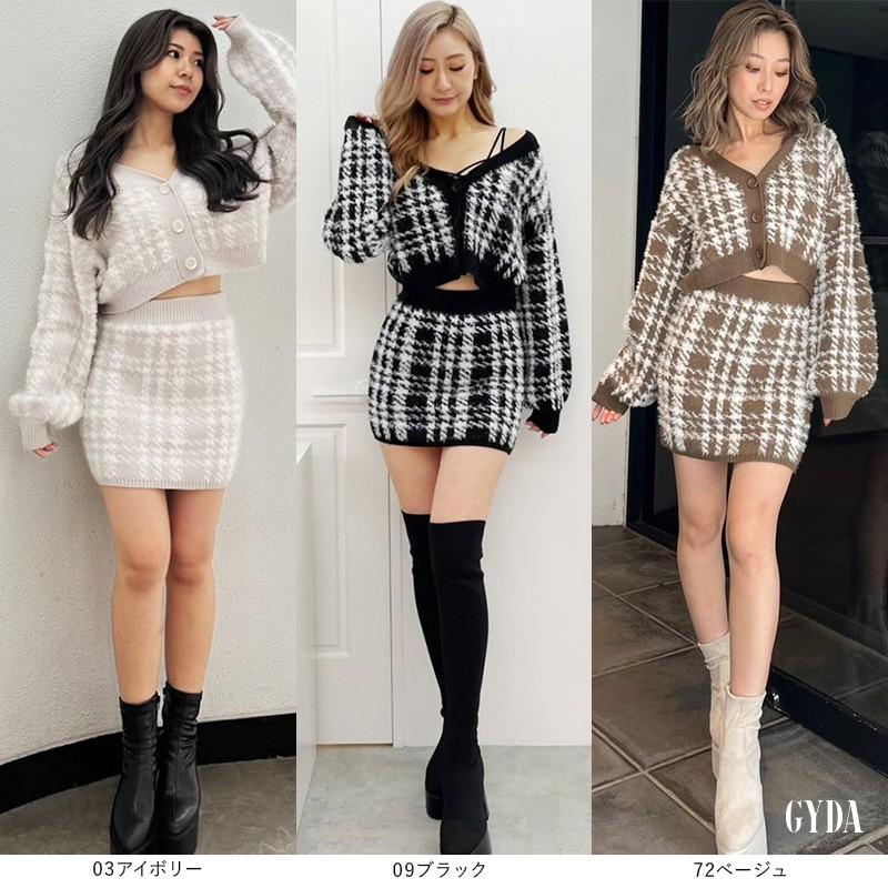 【SALE】シャギーCHECK PATTERN MIXニットトップス GYDA ジェイダ 072462642001 gyda レディース プルオーバー セーター フリーサイズ  ショート丈 カーディガン | GYDA | 15