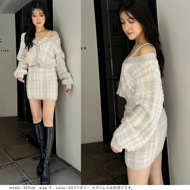 【SALE】シャギーCHECK PATTERN MIXニットトップス GYDA ジェイダ 072462642001 gyda レディース プルオーバー セーター フリーサイズ  ショート丈 カーディガン | GYDA | 09