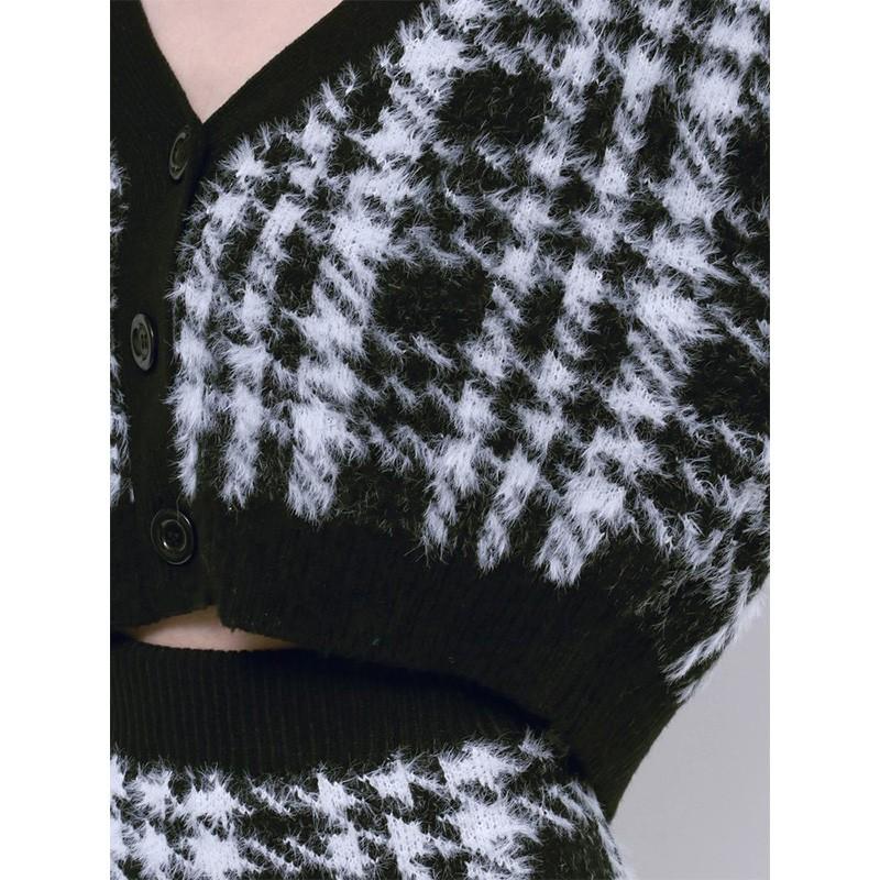 【SALE】シャギーCHECK PATTERN MIXニットトップス GYDA ジェイダ 072462642001 gyda レディース プルオーバー セーター フリーサイズ  ショート丈 カーディガン | GYDA | 12