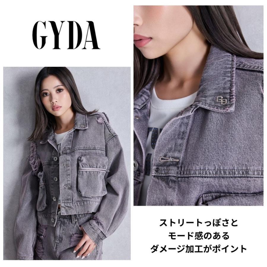 ZIP POCKETダメージショートデニムGジャン GYDA ジェイダ 072540201601 gyda レディース フリーサイズ ピンク アイスブルー ルーズ ショート丈 デニムジャケット | GYDA | 04