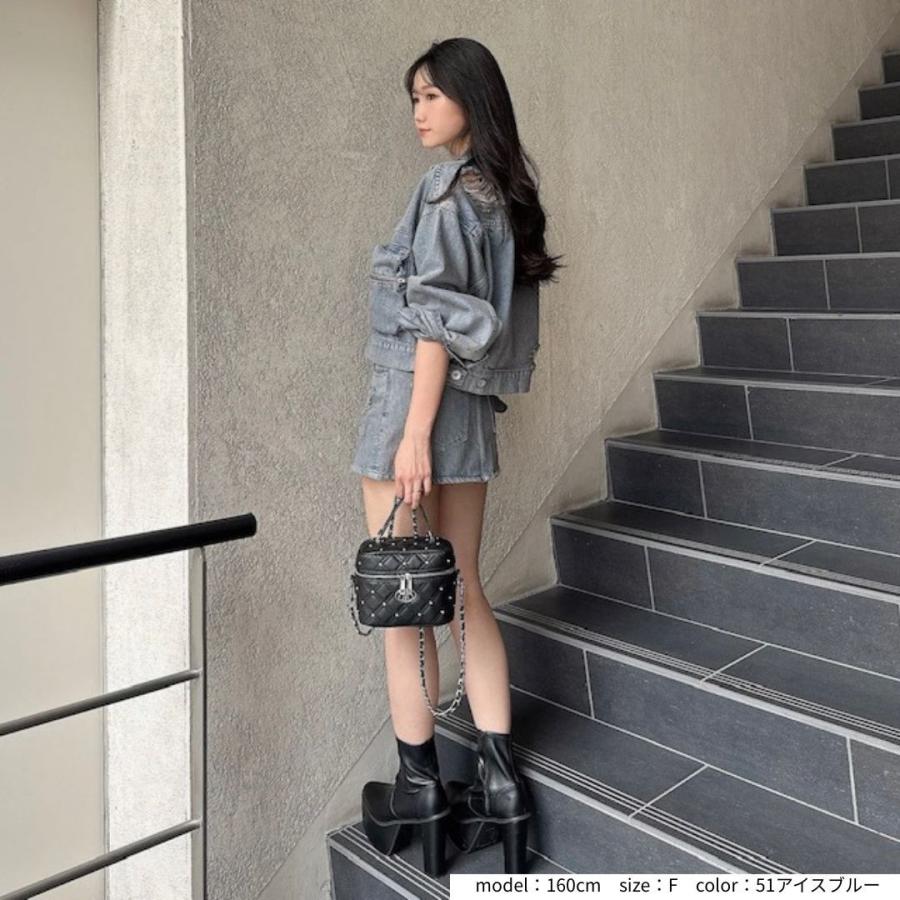 ZIP POCKETダメージショートデニムGジャン GYDA ジェイダ 072540201601 gyda レディース フリーサイズ ピンク アイスブルー ルーズ ショート丈 デニムジャケット | GYDA | 12