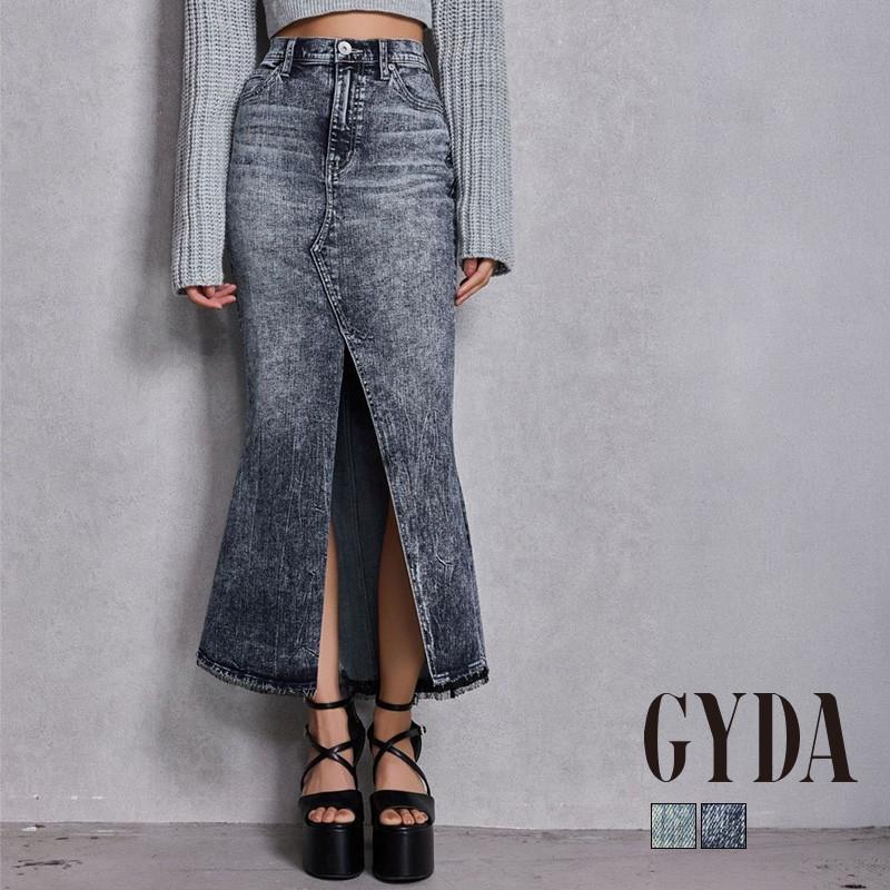 GYDA（ジェイダ） ハイウエストHEM LACEマーメイドデニムスカート