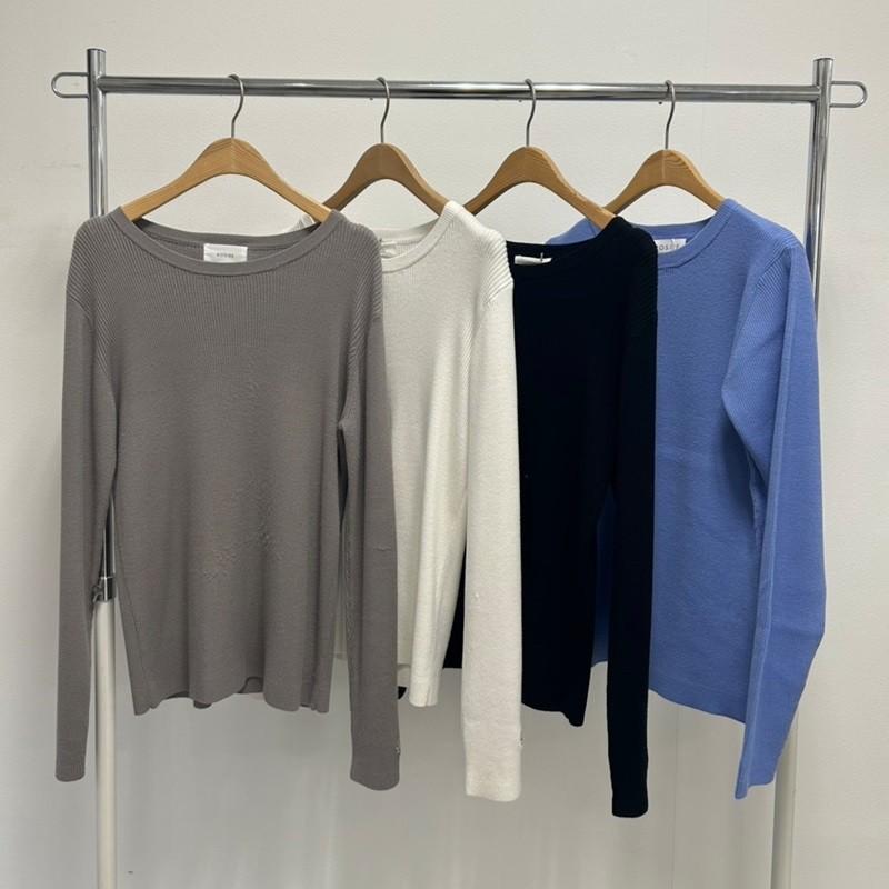 ワンポイント刺繍RIBニット  ROSIEE ロージー RO81249 rosiee レディース トップス ニット シンプル スリム フリーサイズ 白 オフホワイト グレー ブラック | ROSIEE | 13