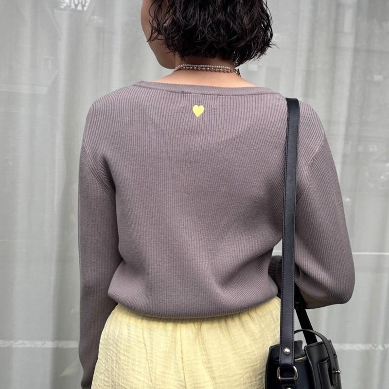 ワンポイント刺繍RIBニット  ROSIEE ロージー RO81249 rosiee レディース トップス ニット シンプル スリム フリーサイズ 白 オフホワイト グレー ブラック | ROSIEE | 04