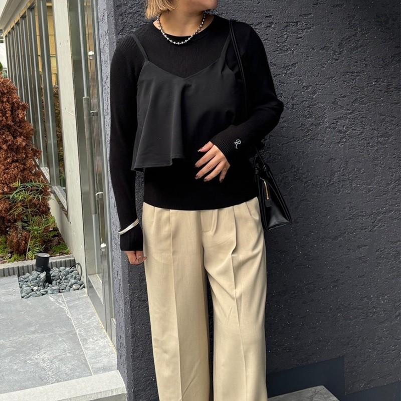 ワンポイント刺繍RIBニット  ROSIEE ロージー RO81249 rosiee レディース トップス ニット シンプル スリム フリーサイズ 白 オフホワイト グレー ブラック | ROSIEE | 08