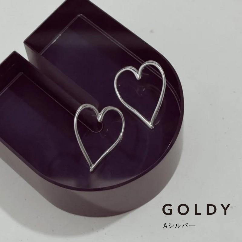 ワイド ハート ライン ピアス GOLDY ゴールディ 1230702 goldy アクセサリー  レディース 女性 シルバー ゴールド  マット 艶消し チタンポスト | GOLDY | 01
