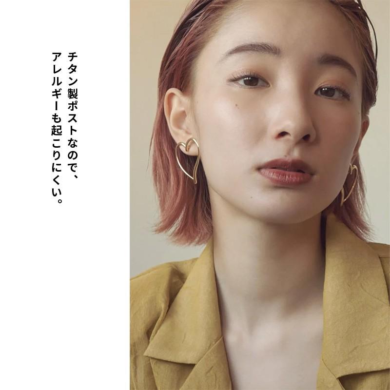 ワイド ハート ライン ピアス GOLDY ゴールディ 1230702 goldy アクセサリー  レディース 女性 シルバー ゴールド  マット 艶消し チタンポスト | GOLDY | 08