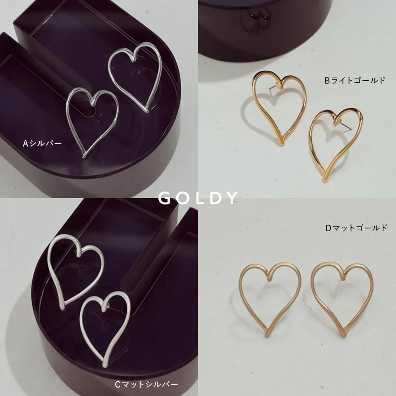 ワイド ハート ライン ピアス GOLDY ゴールディ 1230702 goldy アクセサリー  レディース 女性 シルバー ゴールド  マット 艶消し チタンポスト | GOLDY | 12