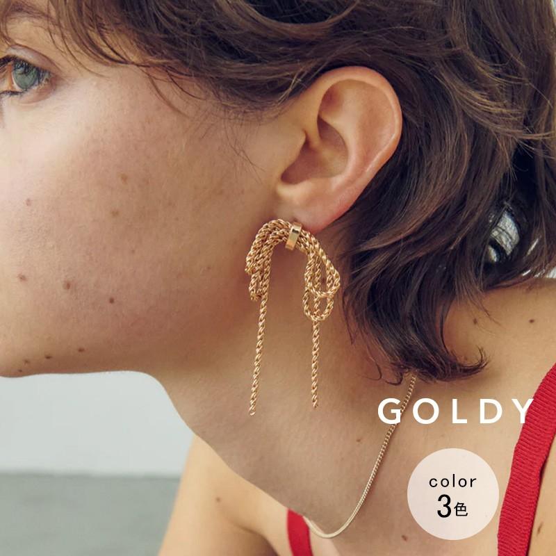 レイヤード チェーン リボン ピアス GOLDY ゴールディ 1231108 goldy アクセサリー  レディース シルバー ライトゴールド ブラック goldy ピアス リボンピアス | GOLDY | 04