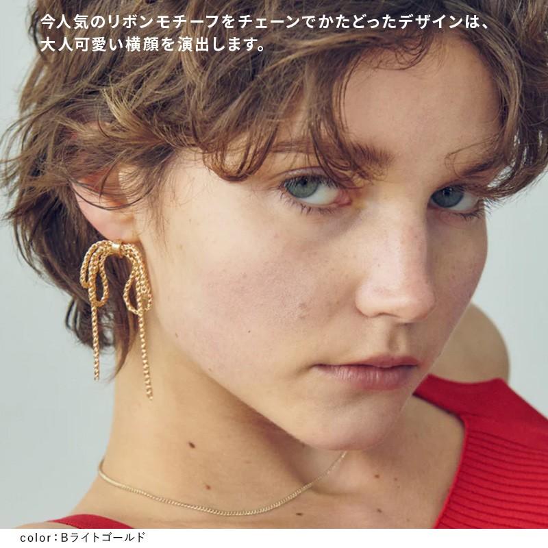 レイヤード チェーン リボン ピアス GOLDY ゴールディ 1231108 goldy アクセサリー  レディース シルバー ライトゴールド ブラック goldy ピアス リボンピアス | GOLDY | 06