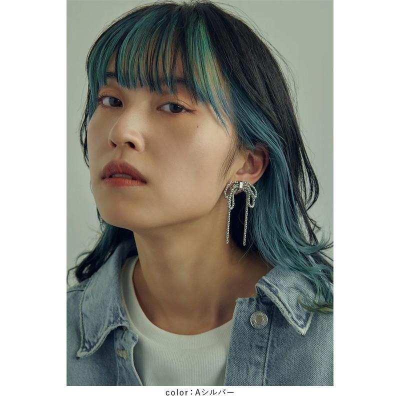 レイヤード チェーン リボン ピアス GOLDY ゴールディ 1231108 goldy アクセサリー  レディース シルバー ライトゴールド ブラック goldy ピアス リボンピアス | GOLDY | 09