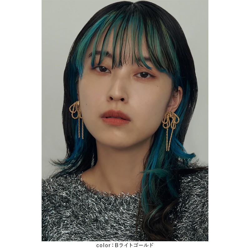 レイヤード チェーン リボン ピアス GOLDY ゴールディ 1231108 goldy アクセサリー  レディース シルバー ライトゴールド ブラック goldy ピアス リボンピアス | GOLDY | 10