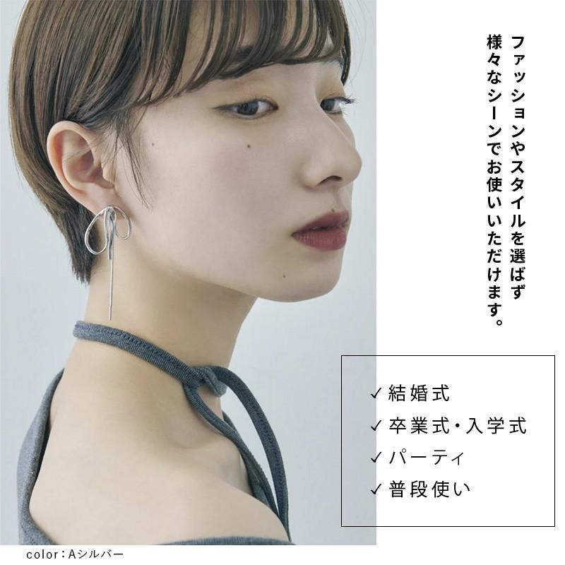 ドループ メタル チェーン リボン ピアス GOLDY ゴールディ 1240702 goldy アクセサリー レディース シルバー ゴールド goldy ピアス チタン アレルギー対応 | GOLDY | 06