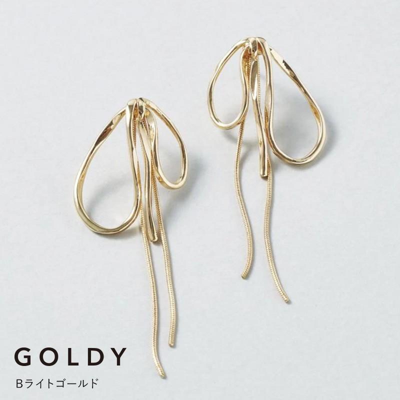 ドループ メタル チェーン リボン ピアス GOLDY ゴールディ 1240702 goldy アクセサリー レディース シルバー ゴールド goldy ピアス チタン アレルギー対応 | GOLDY | 02