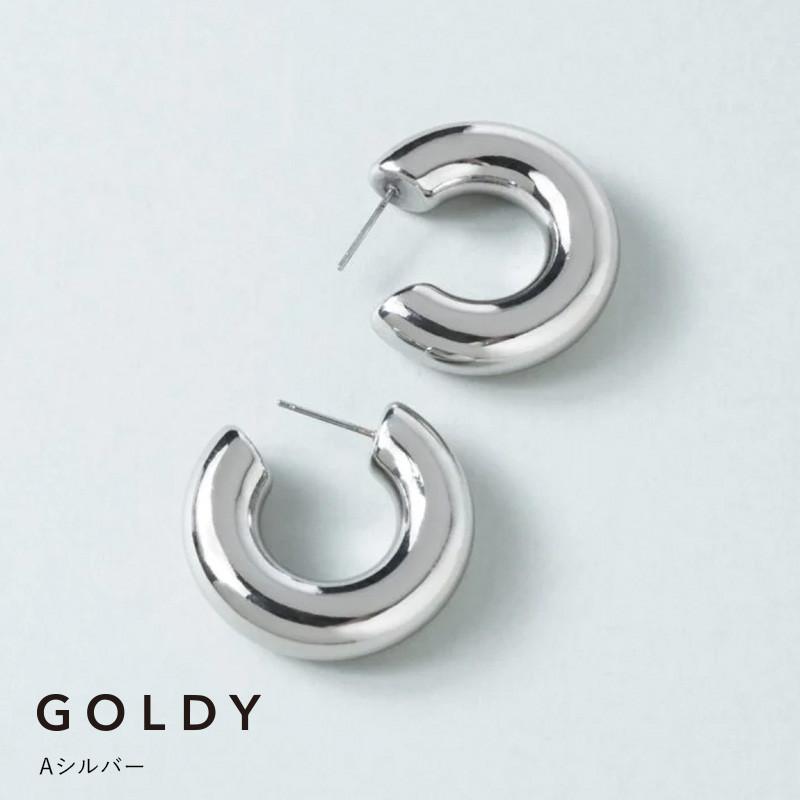 パイプ ライン フープ ピアス GOLDY ゴールディ 1240708 goldy アクセサリー レディース 女性  チタンポスト アレルギーフリー goldy ピアス シルバー ゴールド | GOLDY | 01