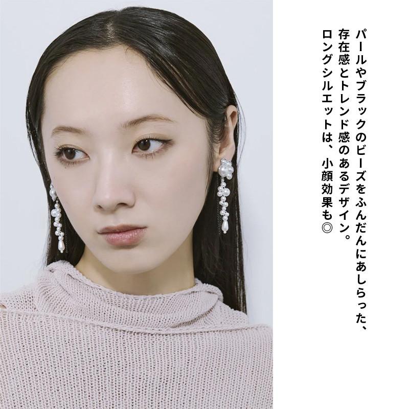 デコラティブ モノトーン ピアス GOLDY ゴールディ 1241102 goldy アクセサリー レディース 女性 ロングピアス アレルギーフリー パール ブラック goldy ピアス | GOLDY | 03