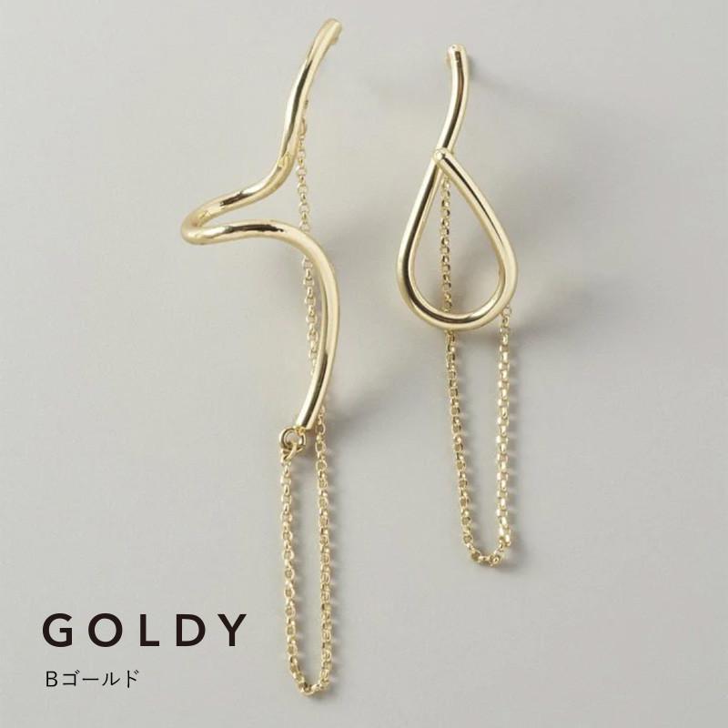 ニュアンス メタル × チェーン アシンメトリー ピアス GOLDY ゴールディ 1241105 goldy アクセサリー レディース 女性 アレルギーフリー シルバー ゴールド | GOLDY | 02