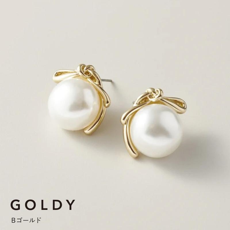 ビッグ パール ノット ピアス GOLDY ゴールディ 1250101 goldy アクセサリー レディース 女性 シルバー ゴールド 大きい パールピアス アレルギー対応 | GOLDY | 02