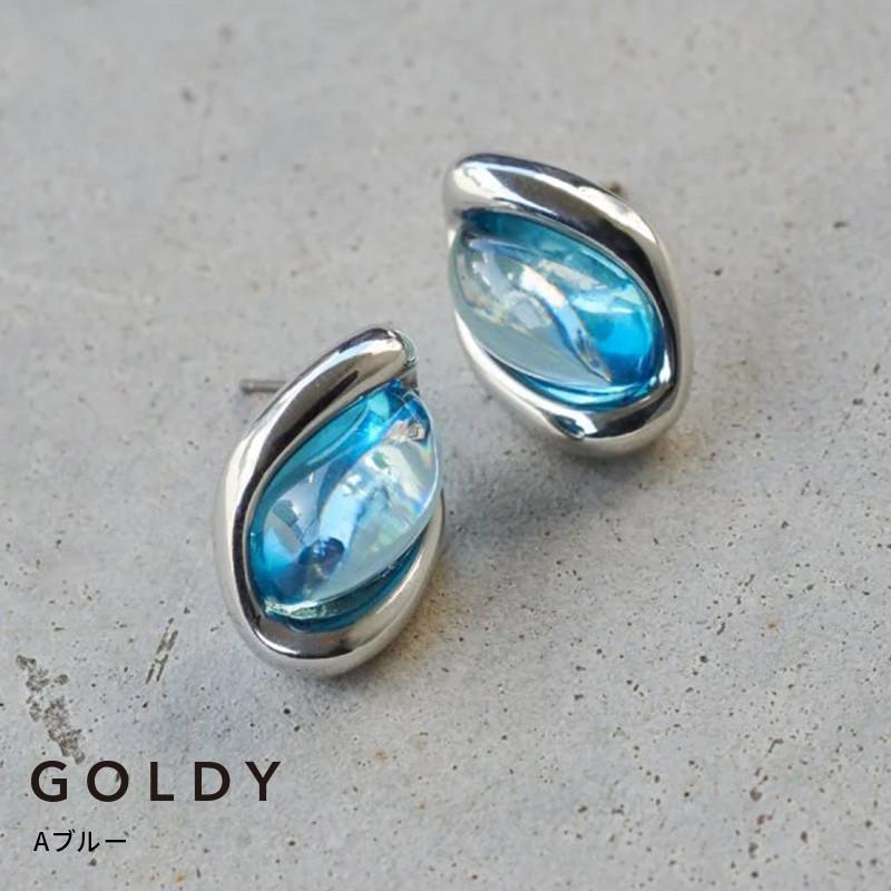 メタル × オーバル カラー ピアス GOLDY ゴールディ 1260106 goldy アクセサリー レディース 女性 シルバー ブルー グリーン レッド ベージュ アレルギー対応 | GOLDY | 01