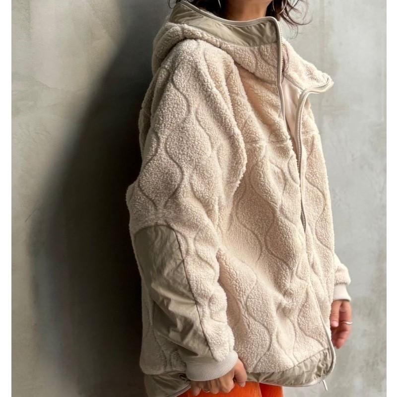 ボアシップパーカーコート  flamingo firm フラミンゴファーム 150295 レディース アウター ジャケット ブルゾン フリーサイズ オフホワイト モカ 黒 ブラック | flamingo firm | 04