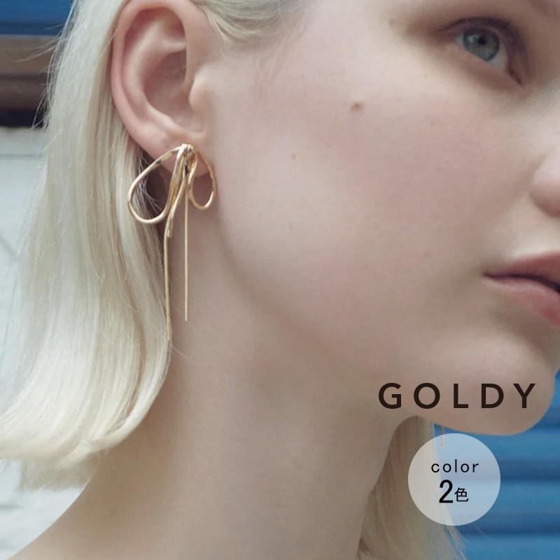 【即納】ドループ メタル チェーン リボン イヤリング GOLDY ゴールディ 2240702 goldy アクセサリー レディース 女性 シルバー ゴールド アレルギー対応 | GOLDY