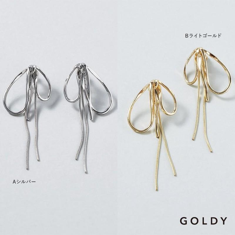 【即納】ドループ メタル チェーン リボン イヤリング GOLDY ゴールディ 2240702 goldy アクセサリー レディース 女性 シルバー ゴールド アレルギー対応 | GOLDY | 09